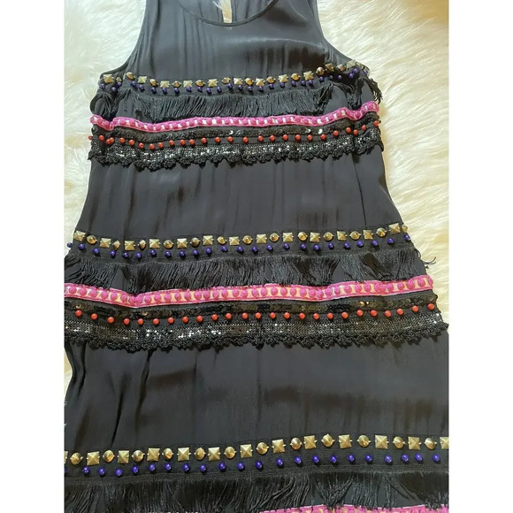 Plenty By Tracy Reese Embellished Shift Black Dress 8 Flapper Style holiday - Picture 3 of 10